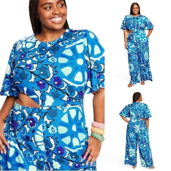 RHODE x Target Large Zinnia Floral Print Bell Sleeve Cut Out Jumpsuit Sz XXL NWT - Picture 2 of 12